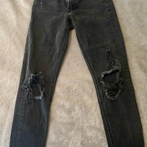 Express Black Distressed Skinny Jeans